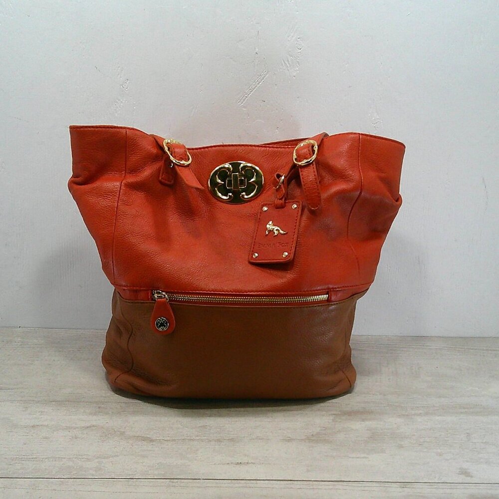 Emma Fox Leather Color Block Overnight Shoulder Tote Bag | Pocketbook | Purse